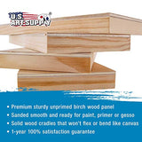 U.S. Art Supply 6" x 12" Birch Wood Paint Pouring Panel Boards, Studio 3/4" Deep Cradle (Pack of 4) - Artist Wooden Wall Canvases - Painting Mixed-Media Craft, Acrylic, Oil, Watercolor, Encaustic