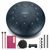 Steel Tongue Drum 12 Inch 13 Notes, LEKATO Steel Drum Percussion C Key with Bag Accessories ,Stan Pan Drum for Meditation Yoga Musical Education, Navy Blue