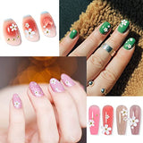 3D Flower Nail Art Charms - Cuttte 3D Flowers for Nails, White Nail Flowers for Acrylic Nails Supply, Nail Charms Nail Decorations for Nail Art with 1 Tweezers and Caviar Beads, DIY Nails Accessories Nail Designs Flat-back