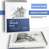 Sketchbook 8.5x11 Inch,100 Sheets Sketch Pad, Pack of 1 (68 lb/100gsm) Sketch Book, Acid-Free Drawing Paper, Perfect for Most Dry Media, Ideal for Kids, Teens & Adults.