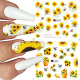 Sunflower Nail Art Stickers Floral Flower Nail Decals Water Transfer Nail Stickers Small Daisy Flowers Designs Nail Tattoo Stickers Manicure DIY Nail Decoration for Women Girls(12Sheets)