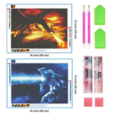 Ginfonr 2 Pack 5D Full Drill Diamond Painting Dragon Kit, Dracarys Rhinestone Painting Embroidery Paint with Diamonds Arts Craft Home Decor 12x16 inch (30x40 cm)