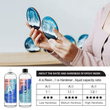 Epoxy Resin Clear Crystal Kit - 32 Oz. Casting Resin for Art, Craft, Jewelry Making, River Table, Including 2 pcs Measuring Cups/5 pcs Sticks/2 Pair Rubber Gloves/ 5 Droppers/3 Resin Glitter