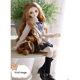 40cm Gentle Pretty BJD Doll 1/4 Ball Jointed SD Doll with Brown Wig + Handpainted Makeup + Full Set Clothes + Shoes, Best Gift for Doll Lovers