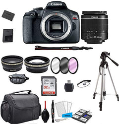 Canon EOS Rebel T7 DSLR Camera with 18-55mm f/3.5-5.6 Zoom Lens + 32GB Card, Tripod, Case, and Model Electronics Kit (International Model)