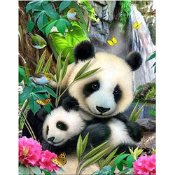 Large DIY 5D Diamond Painting Kit,16" x 20" in Full Drill Round Drill Rhinestone Animal Panda Painting Living Room Study Shower Room Painting Wall Home Decoration Gift for Adults & Wome (Green)