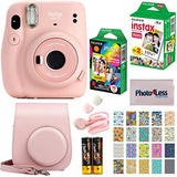 Fujifilm Instax Mini 11 Instant Camera + Fujifilm Instax Mini Twin Pack Instant Film (16437396) + Single Pack Rainbow Film + Case + Travel Stickers (Blush Pink)