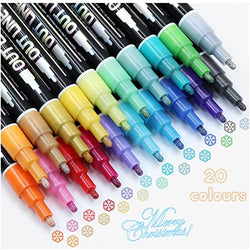 Florarich Double Outline Markers, 20 Double Line Outline Pens in 20 Colors, Double Line Outline Shimmer Marker Set, Super Squiggles Outline Markers for Christmas Card, Easter Eggs, DIY Art Crafts