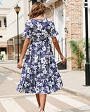 STYLEWORD Womens Floral Midi Dresses Casual Flowy Hide Belly Fat Hawaiian Short Sleeve Summer Pockets Ruffle 2023(Floral05,L)