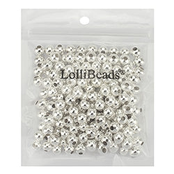 LolliBeads (R) Silver Plated Smooth Round Metal Beads 8 mm 200 Pcs