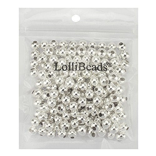 LolliBeads (R) Silver Plated Smooth Round Metal Beads 8 mm 200 Pcs