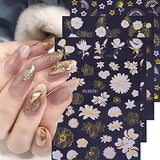 VOTACOS Flower Nail Art Stickers Decals Gold Lace Stripe Line Nail Decals 3D Self-Adhesive Nail Art Supplies French Luxurious Nail Accessories for Women Nail Art Decorations Design