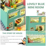 TOYROOM DIY Mini Dollhouse Miniature Houses Candy Castle Fairy Tale Town Doll House Mini Kit 1:24 Scale Dollhouse Miniature Kit Little Room LED Light Dust Cover Building Kit Birthday Gifts for Adults