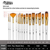 Artify 2019 New 15 Pcs Paint Brush Set Includes Pop-up Carrying Case with Free Palette Knife and