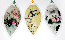 Lucore Leaf Bookmarks - Blue Birds Asian Painting Lucky Charm, Ornament, Hanging & Wall Decor,