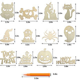 DERAYEE 60Pcs Halloween Wooden Slices Cutouts, Halloween DIY Crafts Decorations Blank Hanging Gift Tags Ornaments for Kids Party Favor Supplies