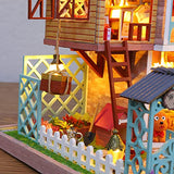 CUTEBEE Dollhouse Miniature with Furniture, DIY Wooden Dollhouse Kit Plus Dust Proof, Creative Room Idea (Jungle Resort)
