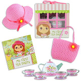 Tea Party Gift Set- Includes Book, Tea Set, Hat, and Purse. Perfect Pretend Play for Toddlers and Little Girls Age 2 3 4 5 6 7 Years- My First Tea Party!