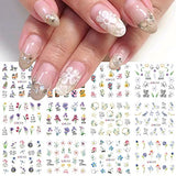 3D Flower Nail Stickers for Nail Art Water Transfer Floral Nail Decals Lavender Rose Camellia Nail Art Stickers Spring Summer Nail Designs Flower Stickers for Nails Women Nail Supplies,3 Big Sheets