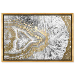 The Oliver Gal Artist Co. Abstract Framed Wall Art Canvas Prints 'Agate Geode Crystals Home Décor, 45" x 30", Gold, White