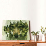 Wolf Pine Trees Forest Water Wolf Animal Print On Canvas Artwork for Wall Decor Modern Canvas Painting Wall Art The Picture for Home Decoration 12''x16''