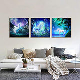 ONEST 3 Pack DIY 5D Diamond Painting Kits Round Full Drill Acrylic Embroidery Cross Stitch for Home Wall Decor, Unicorn Diamond Painting Style(12x12inches)