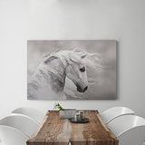 Studio 500 Museum Grade Canvas Art - Natures Beauty The Wild White Stallion, Global Collection, 48" x 32" High Resolution Giclee Printing, H0027, READY TO HANG, Made In the USA