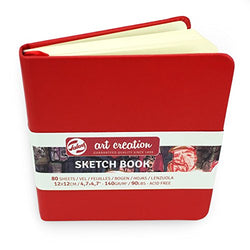 Royal Talens – Art Creation Hardback Sketchbook – 80 Sheets – 140gsm – 12 x 12cm – Red Cover