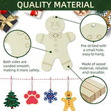 Wooden Christmas Ornaments, 176 PCS Unfinished Predrilled Wood Ornaments Set with 72 Blank Wood Slices in 9 Styles, 90 Bells and 12 Color Pens for Kids DIY Crafts and Christmas Hanging Decoration, B