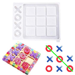 Large Tic Tac Toe Epoxy Resin Mold, X O Board Silicone Casting Molds for DIY Family Party Coffee Table Play, Making Handmade Gift Home Decoration