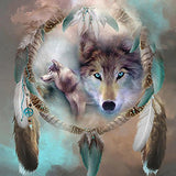 ZHENC 5D Dream Catcher Double Wolf DIY Square Diamond Painting Animals Embroidery Full Drill Craft Decor Cross Stitch Kits