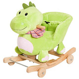 Qaba Kids Interactive 2-in-1 Plush Ride-On Stroller Rocking Dinosaur with Nursery Song