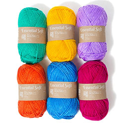 Magenta textiles - XL Multicolor Essentials Yarn Pack | 6X Extra-Soft skeins - 100g ea. | #4 Worsted Weight Acrylic Yarn for Knitting and Crocheting | 200m per Skein, Total Length: 1,200m | Spring
