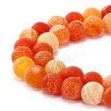 BRCbeads Gorgeous Natural Orange Frosted Agate Gemstone Smooth Matte Round Loose Beads 8mm