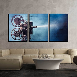 wall26 - 3 Piece Canvas Wall Art - Photo of an Old Movie Projector - Modern Home Art Stretched and Framed Ready to Hang - 24"x36"x3 Panels