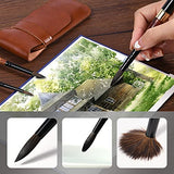 Travel Watercolor Brushes 3 Pcs Squirrel Mix Kolinsky Hair Round Pointed Watercolor Paint Brush with Mini Leather Case for Watercolor Acrylics Gouache Ink Painting