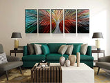 Yihui Arts Multi-Colored Tree Metal Wall Art, 3D Wall Art for Modern and Contemporary Decor, Decorative Hanging in 5-Panels Measures 24"x 64", Works for Indoor and Outdoor Settings