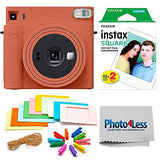 Fujifilm Instax Square SQ1 Terracotta Orange Instant Camera + Fuji Instax Square Instant Film + Accessory Bundle