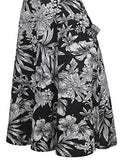 oxiuly Women's Vintage Patchwork Pockets Puffy Swing Casual Party Dress OX262 (L, Black White FPT)