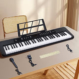 Lankro 61 Key Keyboard Piano Electric Keyboard Kit Lighted Keys With LCD Display, Microphone, Power Supply, Audio Cable, Piano Key Stickers, Black