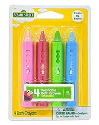 Leap Year Sesame Street 4-Pack of Bath Crayons | Non-Toxic and Easy Clean Up | Recommended for Children 3+ Years Old