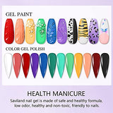 Saviland Gel Paint Kit - 12 Colors Gel Nail Polish Kit Nail Gel Art Polish Set with 15pcs Painting Nail Brush Pen for Drawing Nail Art Design DIY at Home