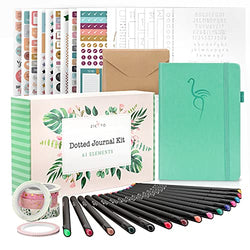 Ultimate All-in-One Journaling Kit - Incl. Dotted Journal, Stencils, Stickers, Pens, Washi Tapes, Small Envelopes and More Bullet Checklist Supplies