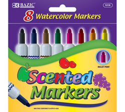 BAZIC 8 Color Scented Jumbo Watercolor Marker, Case Pack 144