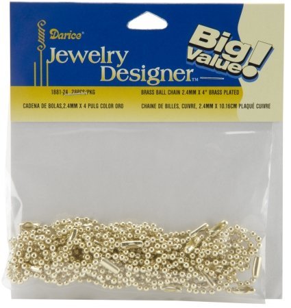 Darice 1881-24 Ball Link Chain 4 in. 28-Pkg-Brass