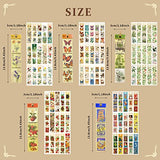 225PCS Label Washi Stickers Postage Stamp Stickers Set Aesthetic Sticker for Journaling Floral Plant Sticker Scrapbooking Decorative Sticker for Notebook (5 Sets)