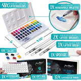 ClasseArt Watercolor Paint Set with Bonus 15 Paper Pads Includes 48+6 Premium Colors-3 Water Brush Pens-Storage Case with Palette-Swatch Sheet and Sponge