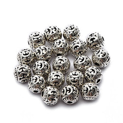 BRCbeads Top Quality 8mm Round Hollow Style #6 Tibetan Silver Metal Spacer Beads 20pcs per Bag
