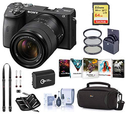 Sony Alpha a6600 Mirrorless Digital Camera with 18-135mm Lens Starter Bundle with Bag, Battery, 64GB SD Card, Neck Strap and Accessories
