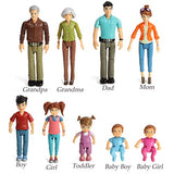 Sweet Li'l Family Set Dollhouse Figures 9 Action Figurines- Grandpa, Grandma, Mom, Dad, Sister, Brother, Toddler, Twin Boy & Girl- Super Durable & Updated 2019 Edition